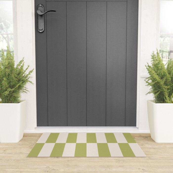 Duo II - Butter and Green Stripes Welcome Mat Gallery Image 3