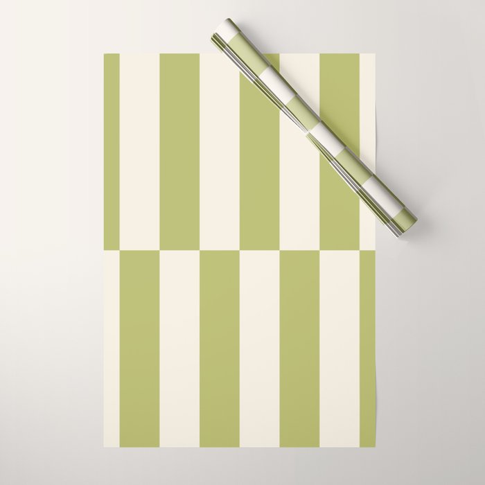 Duo II - Butter and Green Stripes Wrapping Paper Gallery Image 1