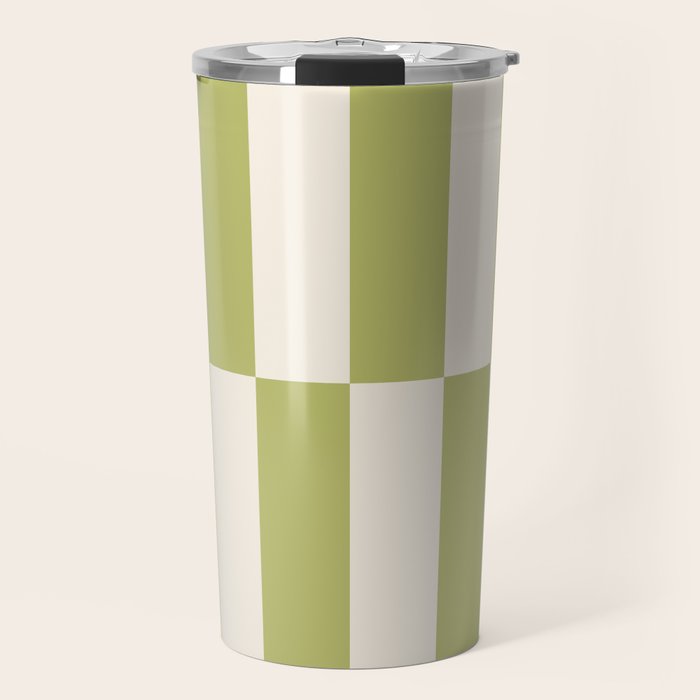 Duo II - Butter and Green Stripes Travel Mug Gallery Image 1