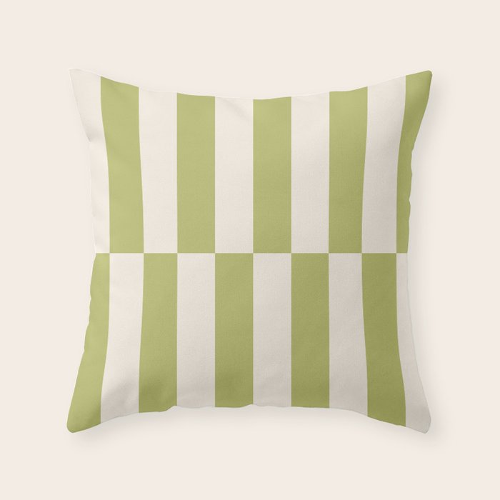 Duo II - Butter and Green Stripes Throw Pillow Gallery Image 6