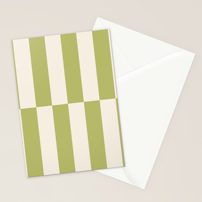 Duo II - Butter and Green Stripes Stationery Card Gallery Image 2