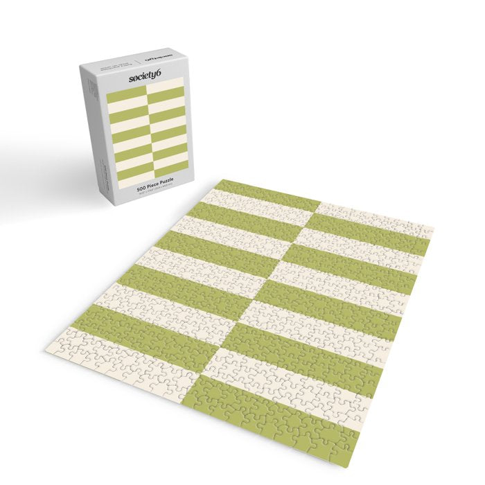 Duo II - Butter and Green Stripes Jigsaw Puzzle Gallery Image 2