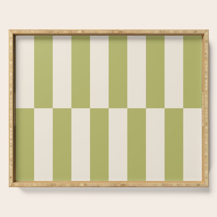 Duo II - Butter and Green Stripes Serving Tray Gallery Image 1