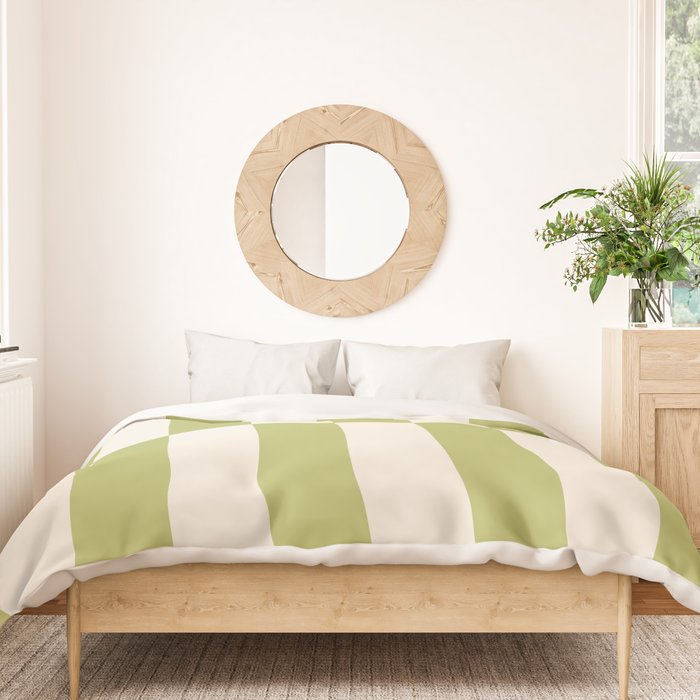Duo II - Butter and Green Stripes Duvet Cover Gallery Image 3