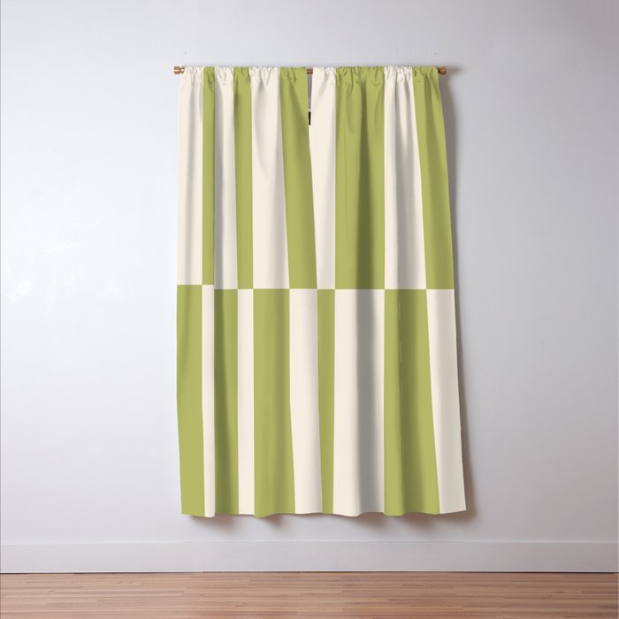 Duo II - Butter and Green Stripes Window Curtain Gallery Image 3