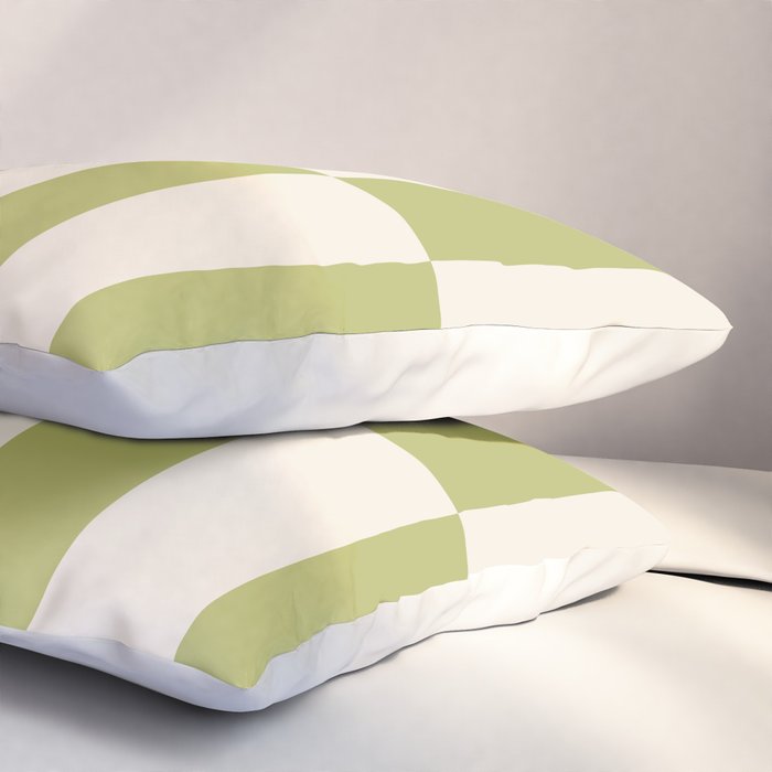 Duo II - Butter and Green Stripes Pillow Sham Gallery Image 3