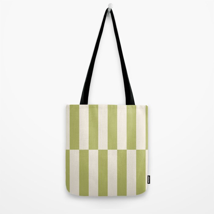 Duo II - Butter and Green Stripes Tote Bag Gallery Image 2