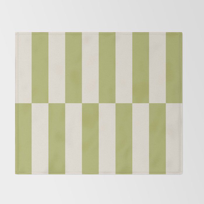 Duo II - Butter and Green Stripes Throw Blanket Gallery Image 2