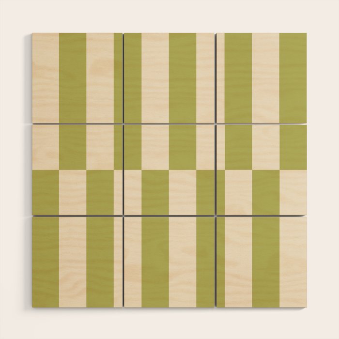 Duo II - Butter and Green Stripes Wood Wall Art Gallery Image 1