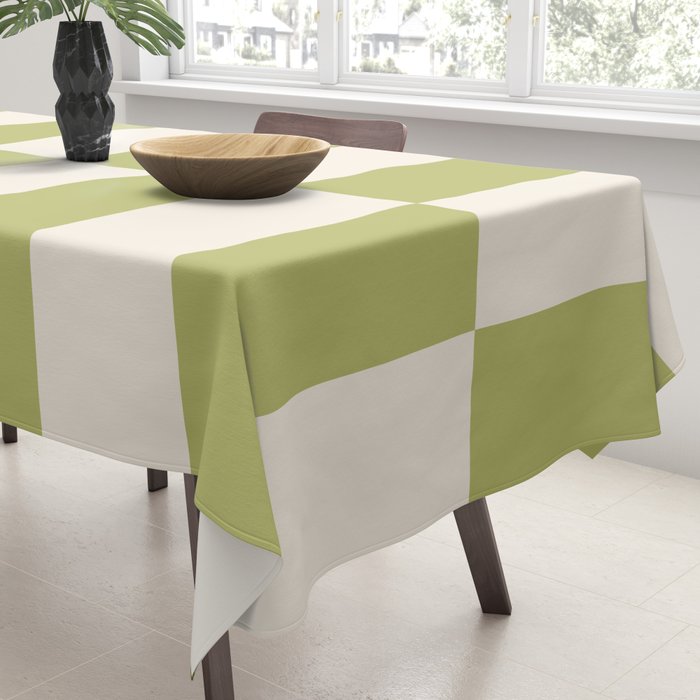 Duo II - Butter and Green Stripes Tablecloth Gallery Image 3