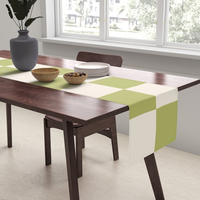 Duo II - Butter and Green Stripes Table Runner Gallery Image 2