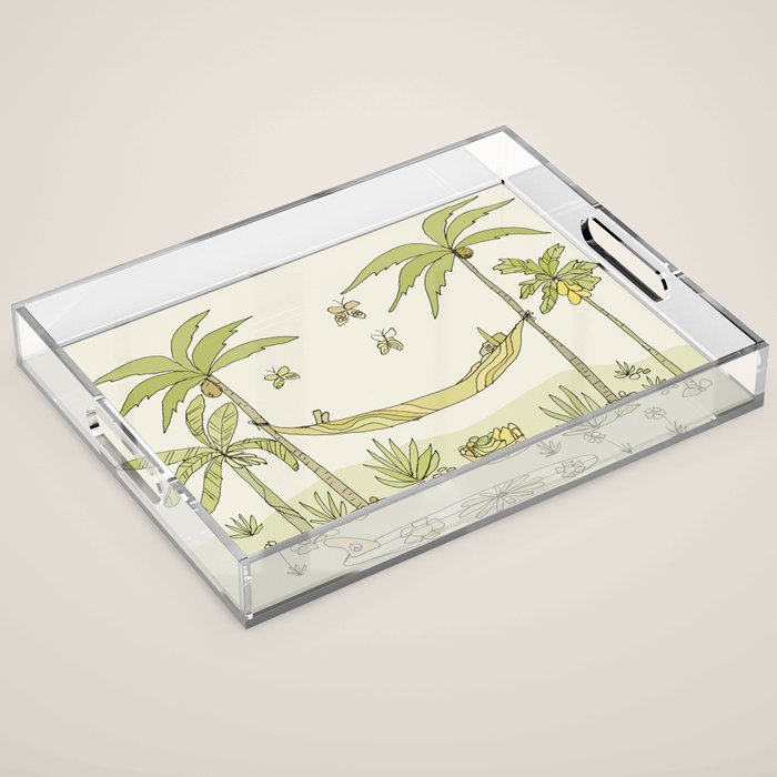peaceful life pura vida costa rica // retro surf art by surfy birdy Acrylic Tray Gallery Image 1
