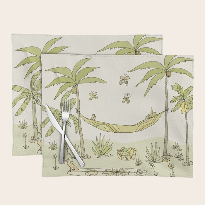 peaceful life pura vida costa rica // retro surf art by surfy birdy Placemat Gallery Image 1