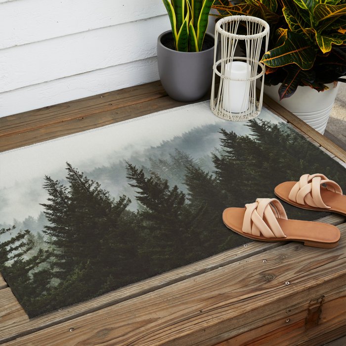 Forest Fog Mountain IV - Wanderlust Nature Photography Outdoor Rug Gallery Image 2