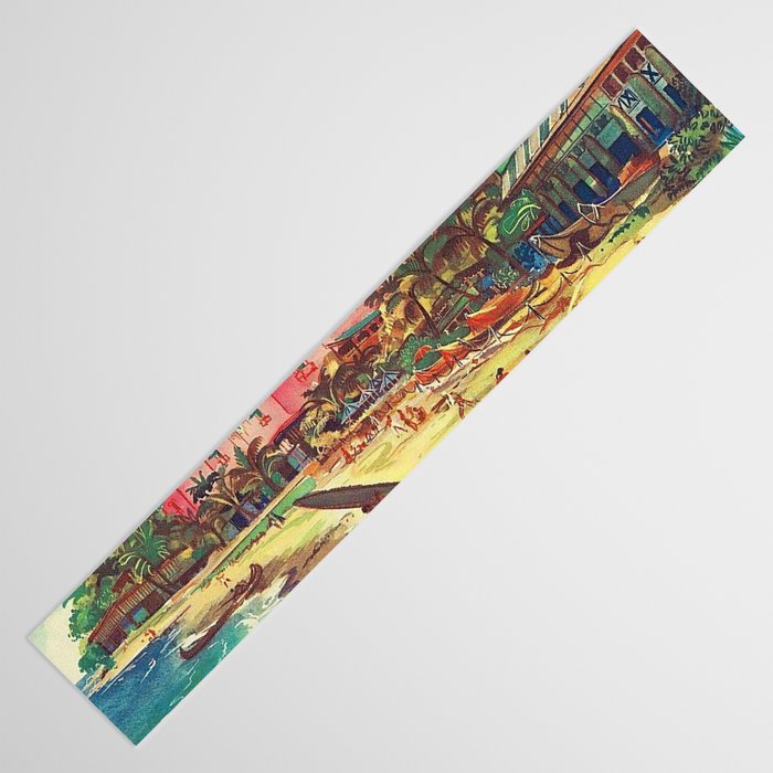 Hawaii's Famous Waikiki Beach landscape painting Table Runner Gallery Image 3