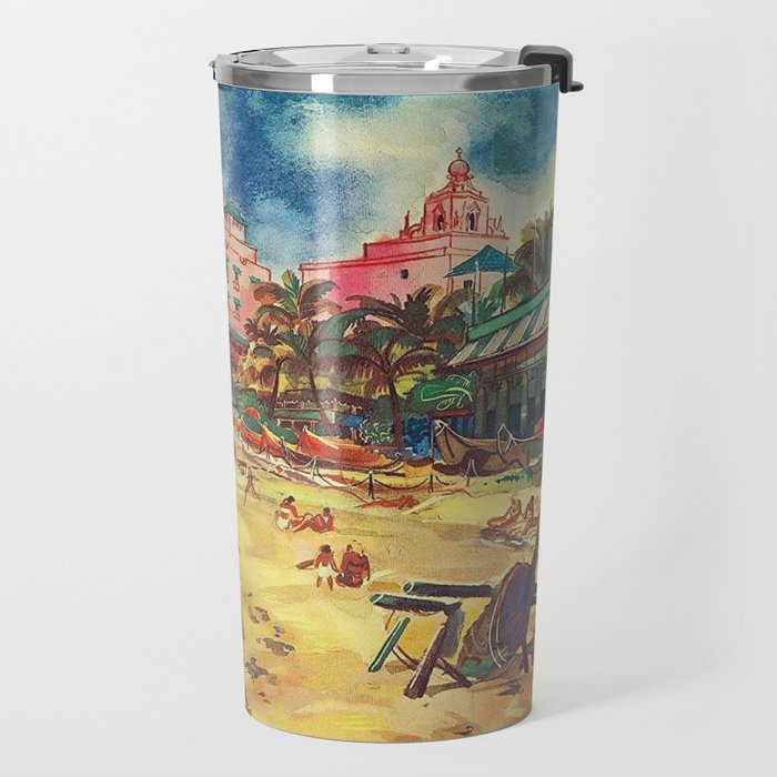 Hawaii's Famous Waikiki Beach landscape painting Travel Mug Gallery Image 2