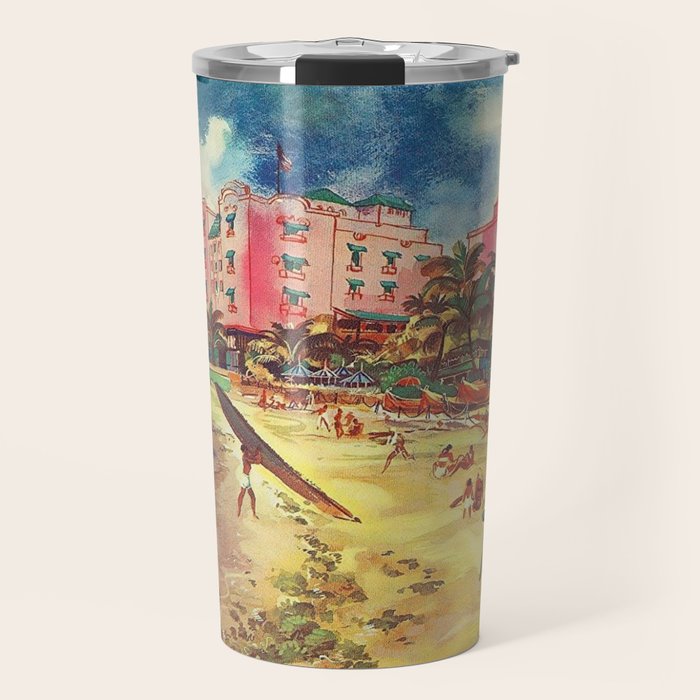 Hawaii's Famous Waikiki Beach landscape painting Travel Mug Gallery Image 1