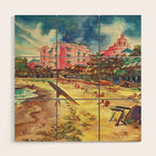 Hawaii's Famous Waikiki Beach landscape painting Wood Wall Art Gallery Image 1