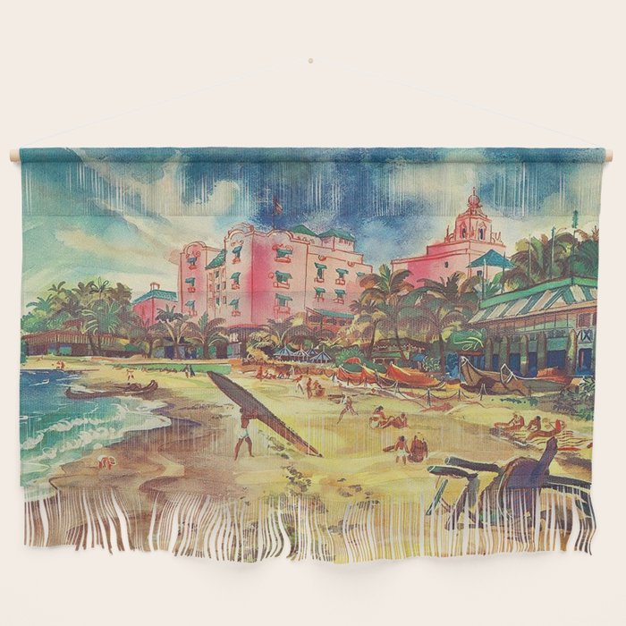 Hawaii's Famous Waikiki Beach landscape painting Wall Hanging Gallery Image 1