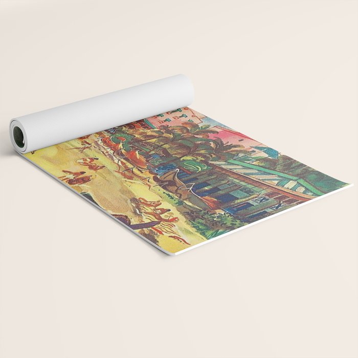 Hawaii's Famous Waikiki Beach landscape painting Yoga Mat Gallery Image 2