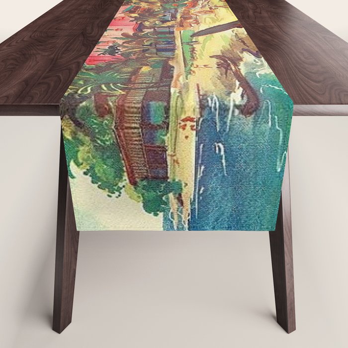 Hawaii's Famous Waikiki Beach landscape painting Table Runner Gallery Image 1