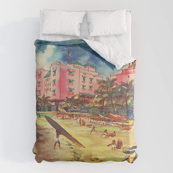 Hawaii's Famous Waikiki Beach landscape painting Duvet Cover Gallery Image 6