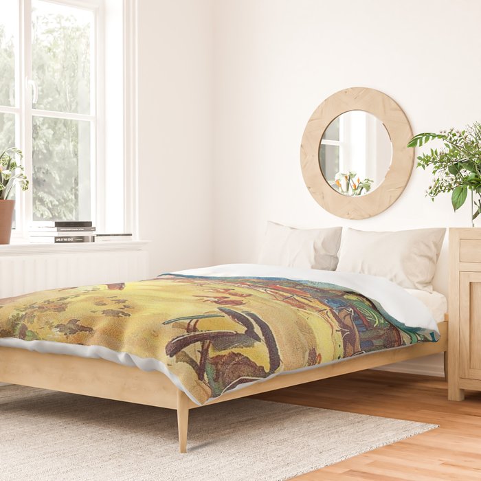 Hawaii's Famous Waikiki Beach landscape painting Duvet Cover Gallery Image 2