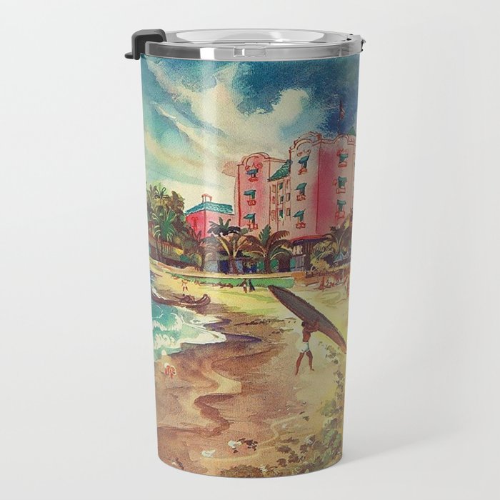Hawaii's Famous Waikiki Beach landscape painting Travel Mug Gallery Image 3