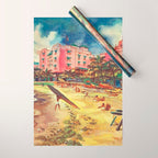 Hawaii's Famous Waikiki Beach landscape painting Wrapping Paper Gallery Image 1