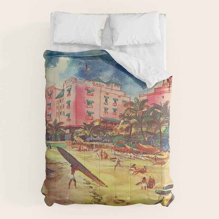 Hawaii's Famous Waikiki Beach landscape painting Comforter Gallery Image 1