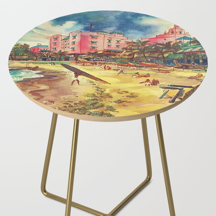 Hawaii's Famous Waikiki Beach landscape painting Side Table Gallery Image 2