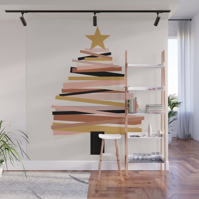 Ribbon Christmas Tree - neutrals Wall Mural Gallery Image 1
