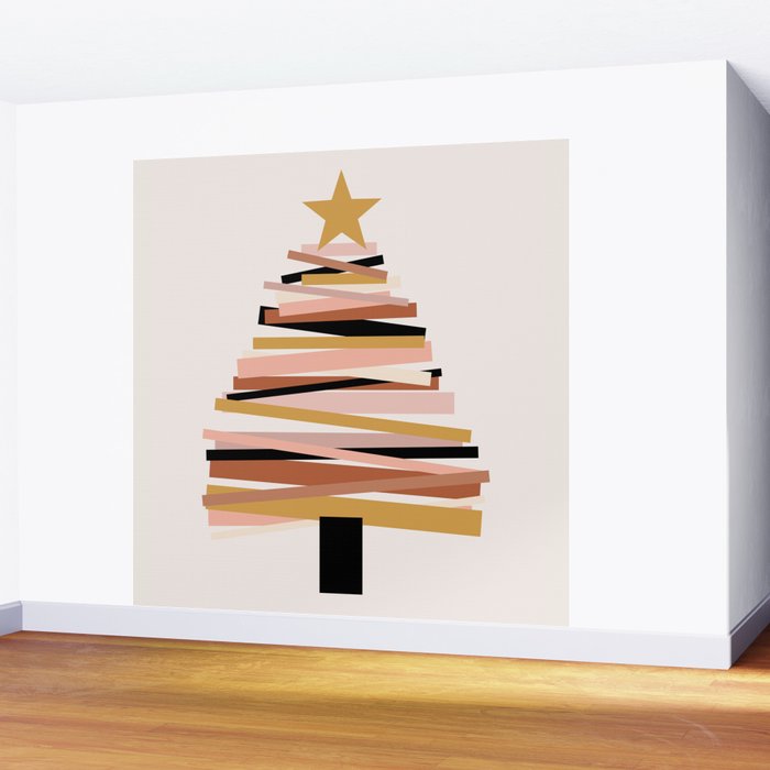 Ribbon Christmas Tree - neutrals Wall Mural Gallery Image 2