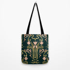 Deco Tulip Bloom - Art Deco Floral Nouveau Deep Forest Tote Bag Gallery Image 2