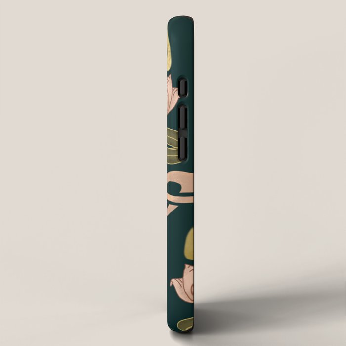 Deco Tulip Bloom - Art Deco Floral Nouveau Deep Forest iPhone Case Gallery Image 2