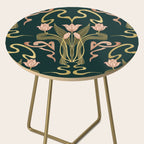 Deco Tulip Bloom - Art Deco Floral Nouveau Deep Forest Side Table Gallery Image 2
