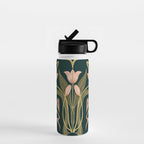 Deco Tulip Bloom - Art Deco Floral Nouveau Deep Forest Water Bottle Gallery Image 1