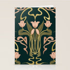 Deco Tulip Bloom - Art Deco Floral Nouveau Deep Forest Stationery Card Gallery Image 2