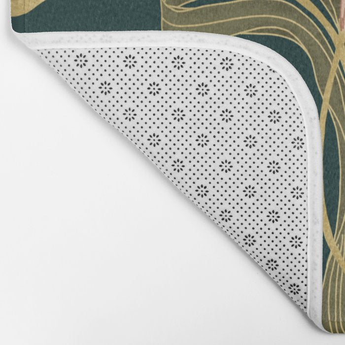 Deco Tulip Bloom - Art Deco Floral Nouveau Deep Forest Bath Mat Gallery Image 2