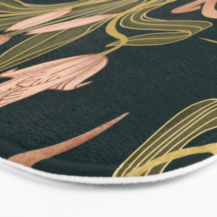 Deco Tulip Bloom - Art Deco Floral Nouveau Deep Forest Bath Mat Gallery Image 3