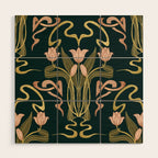 Deco Tulip Bloom - Art Deco Floral Nouveau Deep Forest Wood Wall Art Gallery Image 1