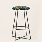Deco Tulip Bloom - Art Deco Floral Nouveau Deep Forest Stool Gallery Image 1