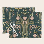 Deco Tulip Bloom - Art Deco Floral Nouveau Deep Forest Placemat Gallery Image 1