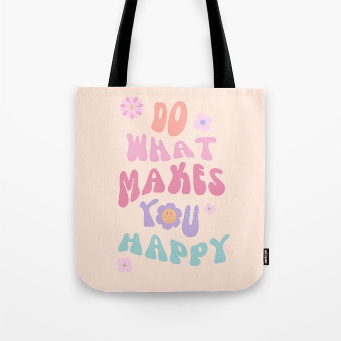 Danish Pastel Retro Inspirational Quote Tote Bag Gallery Image 1