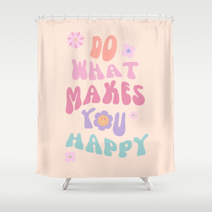 Danish Pastel Retro Inspirational Quote Shower Curtain Gallery Image 1