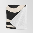 Retro Liquid Swirl Abstract Square 2 in Black and Almond Cream Throw Blanket Gallery Image 3