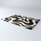 Retro Liquid Swirl Abstract Square 2 in Black and Almond Cream Rug Gallery Image 3