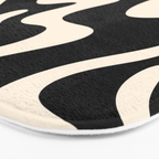 Retro Liquid Swirl Abstract Square 2 in Black and Almond Cream Bath Mat Gallery Image 3