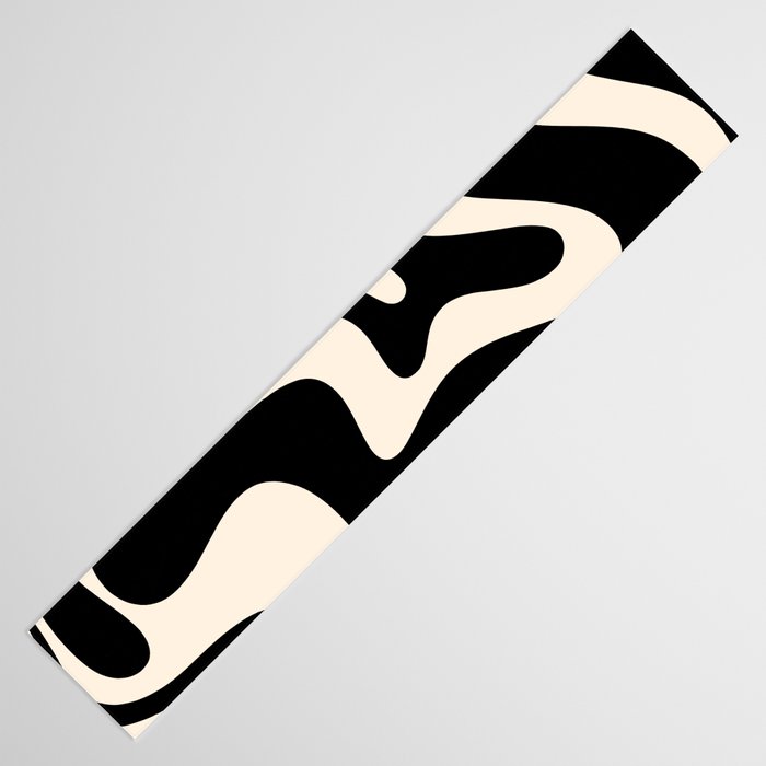 Retro Liquid Swirl Abstract Square 2 in Black and Almond Cream Table Runner Gallery Image 3