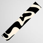 Retro Liquid Swirl Abstract Square 2 in Black and Almond Cream Table Runner Gallery Image 3